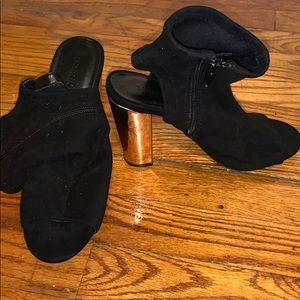 Velvet opened toe heels